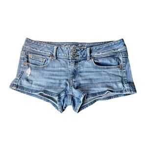 American Eagle Womens Y2K Low Rise Micro Mini Denim Jean Shorts Size 8